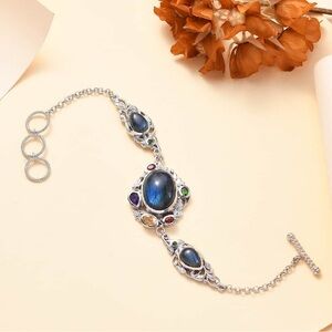 Karis Malagasy Labradorite Multi Gemstone Clelestial Garden Bracelet, Platinum